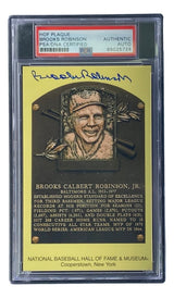 Brooks Robinson Signed 4x6 Baltimore Orioles HOF Plaque Card PSA/DNA 85025724 - Sports Integrity