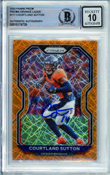 2020 Panini Prizm Orange Lazer #111 Courtland Sutton Broncos BAS Autograph 10