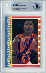 1987-88 Fleer Stickers #7 Dominique Wilkins Hawks BAS Autograph 10