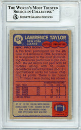 1985 Topps #124 Lawrence Taylor '86 MVP New York Giants BAS Autograph 10