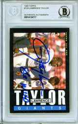 1985 Topps #124 Lawrence Taylor '86 MVP New York Giants BAS Autograph 10