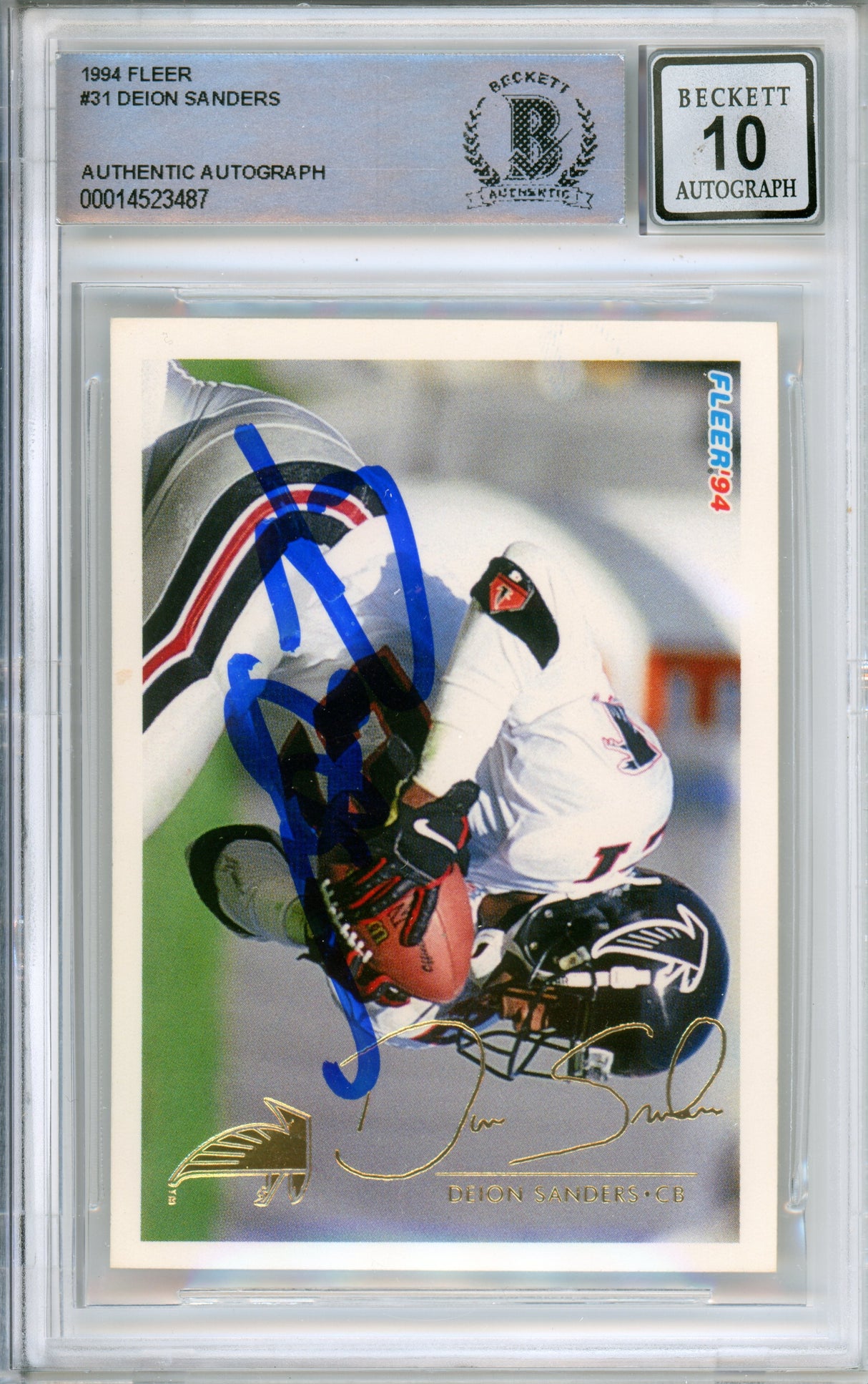 1994 Fleer #31 Deion Sanders Atlanta Falcons BAS Autograph 10