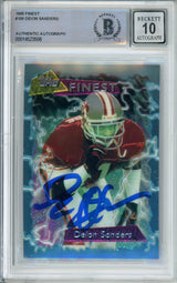 1995 Topps Finest #100 Deion Sanders San Fransico 49ers BAS Autograph 10