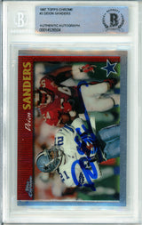 1997 Topps Chrome #3 Deion Sanders Dallas Cowboys BAS Autograph 10