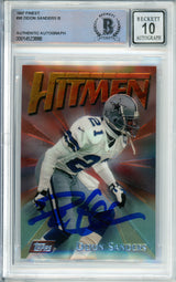 1997 Topps Finest Hitmen #90 Deion Sanders Dallas Cowboys BAS Autograph 10