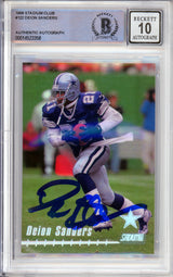 1999 Topps Stadium Club #122 Deion Sanders Dallas Cowboys BAS Autograph 10