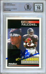 1991 Pinnacle #147 Deion Sanders Atlanta Falcons BAS Autograph 10