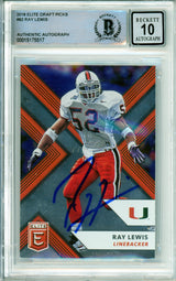 2018 Elite Draft Picks #82 Ray Lewis Miami Hurricanes BAS Autograph 10