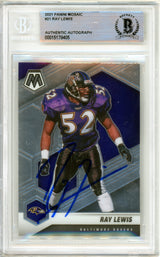 2021 Panini Mosaic #21 Ray Lewis Baltimore Ravens BAS Autograph 10