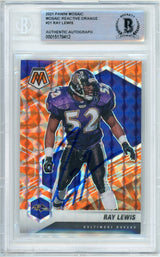 2021 Panini Mosaic Reactive Orange #21 Ray Lewis Ravens BAS Autograph 10