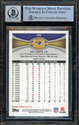 2012 Topps #25 Ray Lewis Baltimore Ravens BAS Autograph 10