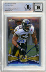 2012 Topps Chrome #121 Ray Lewis Baltimore Ravens BAS Autograph 10