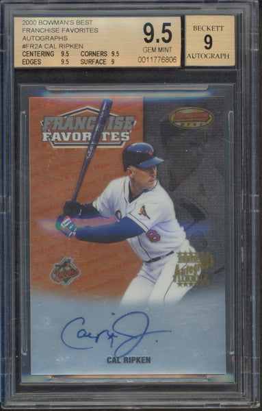 CAL RIPKEN JR. Baltimore Orioles Autographed 2000 Bowman's Best Card BECKETT 9.5