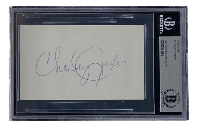 Charley Taylor Washington Commanders Signed Slabbed Index Card BAS - Sports Integrity