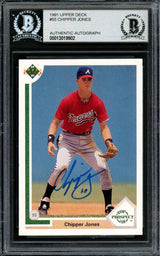 Chipper Jones Signed 1991 Upper Deck #55 Atlanta Braves Rookie Card BAS - Sports Integrity