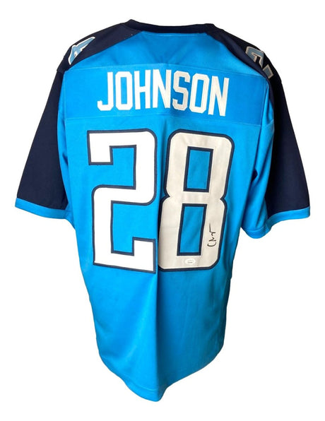 Chris Johnson Tennessee Signed Blue Football Jersey JSA ITP - Sports Integrity