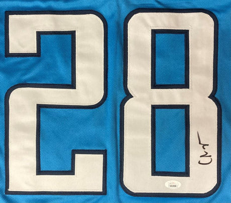 Chris Johnson Tennessee Signed Blue Football Jersey JSA ITP - Sports Integrity