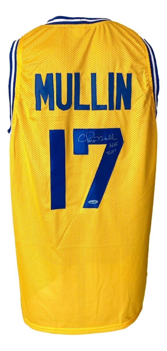 Chris Mullin Golden State Signed Yellow Basketball Jersey HOF 2011 TriStar - Sports Integrity