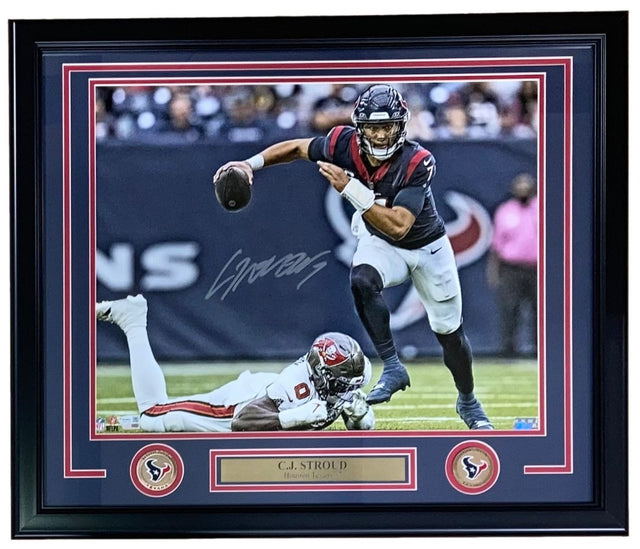 CJ Stroud Signed Framed 16x20 Houston Texans vs Tampa Bay Photo Fanatics - Sports Integrity