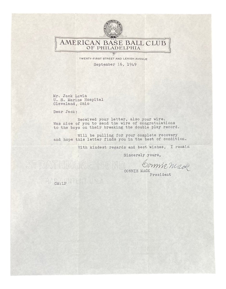 Connie Mack Philadelphia Athletics Signed Hand Written Letter BAS A31890 Auto 10 - Sports Integrity