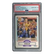 Magic Johnson Signed LA Lakers 1990 Fleer #93 Trading Card PSA/DNA Gem MT 10 - Sports Integrity