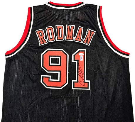 Dennis Rodman Chicago Signed Black Basketball Jersey JSA - Sports Integrity