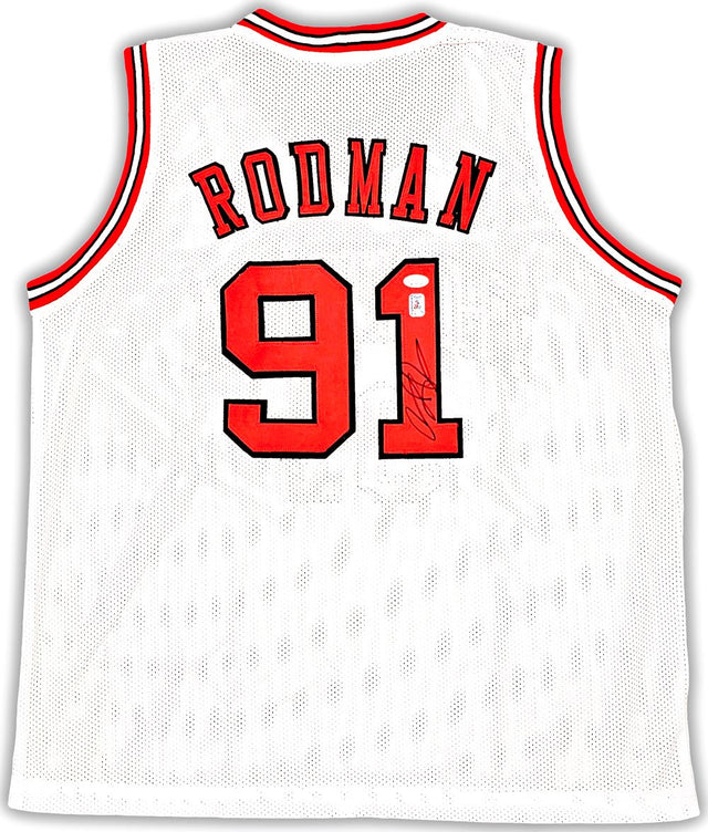 Dennis Rodman Chicago Signed White Basketball Jersey JSA - Sports Integrity