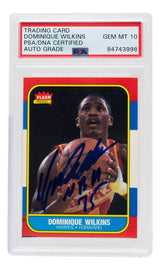 Dominique Wilkins Signed 1986 Fleer Hawks Rookie Card #121 NBA 75 Insc PSA/DNA 10 - Sports Integrity