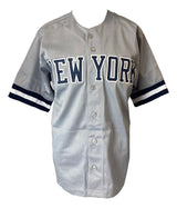 Don Larsen New York Signed Gray Baseball Jersey 1956 WS MVP Inscribed JSA - Sports Integrity