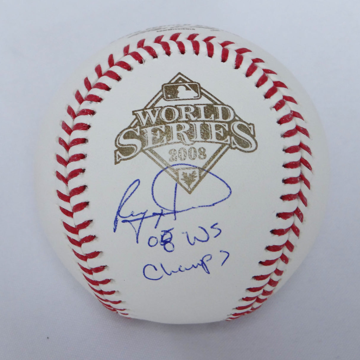 Ryan Howard Autographed Rawlings World Series OML Baseball w/08 WS Champs-JSA W *Blue