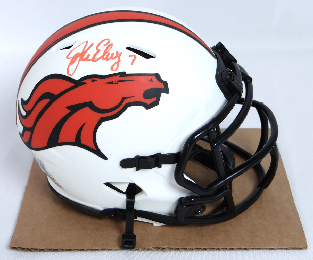 John Elway Autographed Broncos Lunar Speed Mini Helmet- Beckett W Holo *Orange