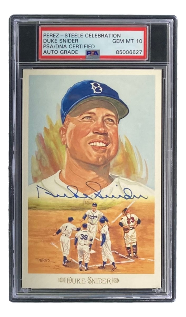 Duke Snider Dodgers Signed 4x6 Perez - Steele Postcard PSA/DNA Gem MT 10 - Sports Integrity