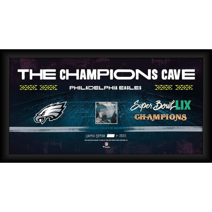 Pre-Order Philadelphia Eagles Framed 10x20 Super Bowl LIX Champions Fan Cave Collage with Game-Used Confetti