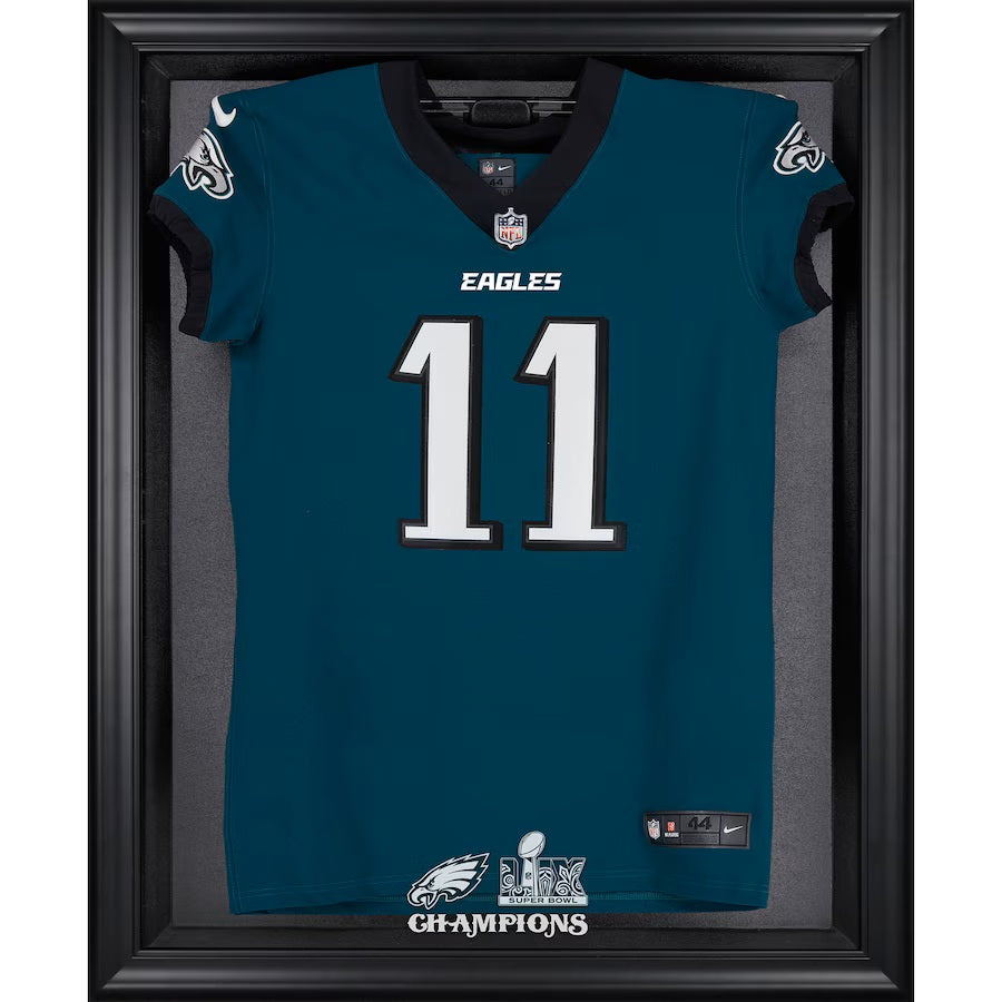 Pre-Order Philadelphia Eagles Black Framed Super Bowl LIX Champions Jersey Logo Display Case