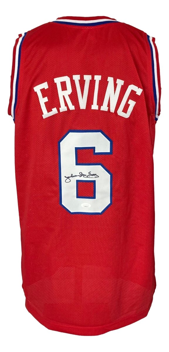 Julius Dr J Erving Philadelphia Signed Red Pro Style Basketball Jersey JSA - Sports Integrity