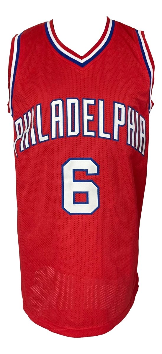 Julius Dr J Erving Philadelphia Signed Red Pro Style Basketball Jersey JSA - Sports Integrity