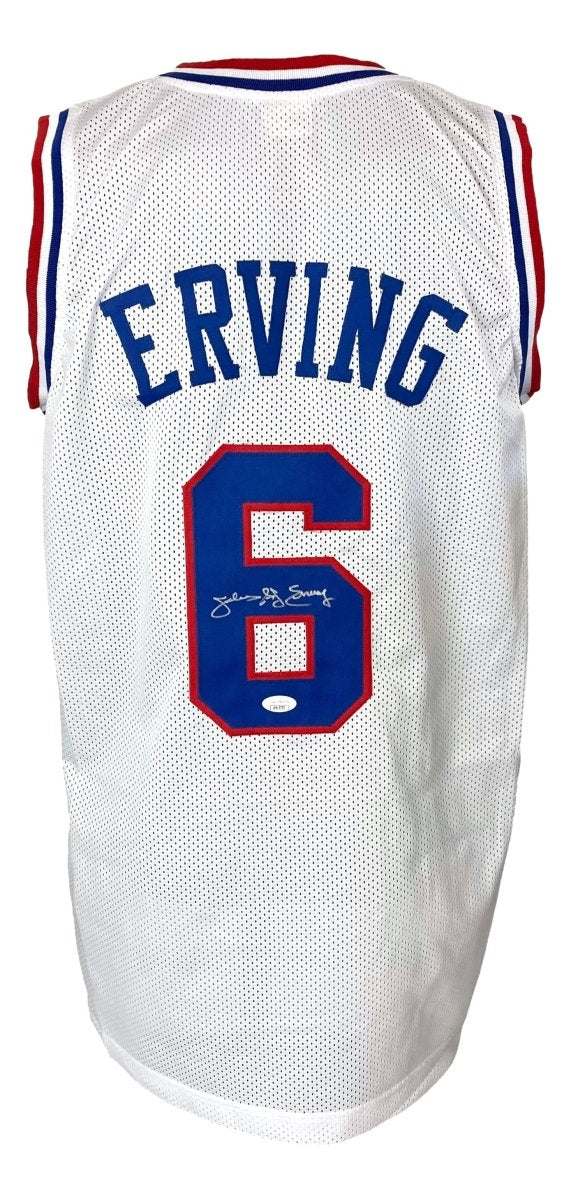 Julius Dr J Erving Signed Custom White Pro - Style Basketball Jersey JSA - Sports Integrity