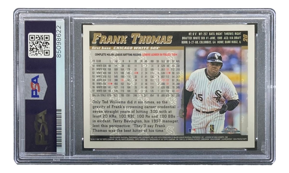 Frank Thomas Signed 1998 Topps #20 Chicago White Sox Trading Card PSA/DNA - Sports Integrity