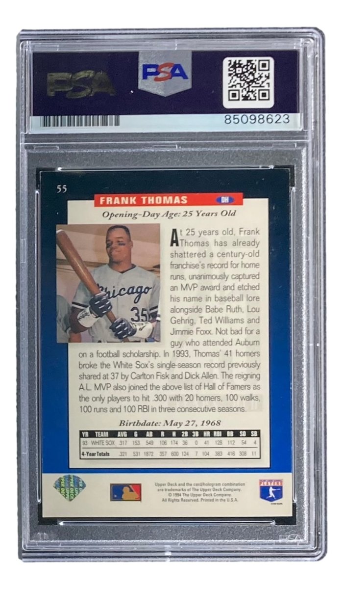 Frank Thomas Signed 1994 Upper Deck #55 Chicago White Sox Trading Card PSA/DNA - Sports Integrity