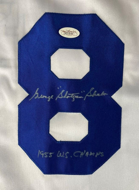 George Shuba Los Angeles Signed White Baseball Jersey 1955 WS Champs JSA Holo - Sports Integrity