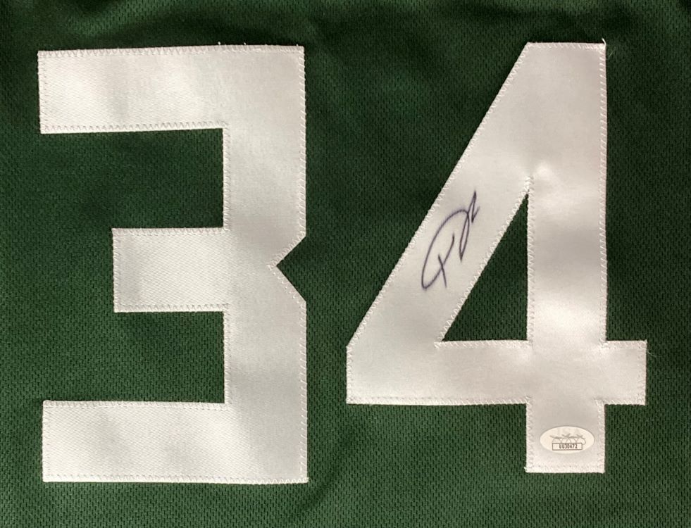 Giannis Antetokounmpo Milwaukee Signed Green Basketball Jersey JSA - Sports Integrity