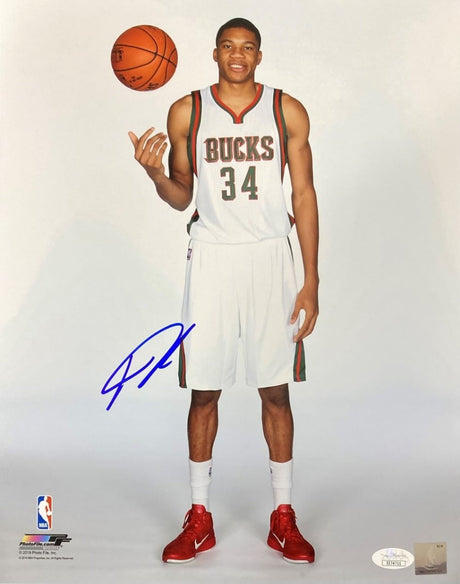 Giannis Antetokounmpo Signed 11x14 Milwaukee Bucks White Photo JSA - Sports Integrity