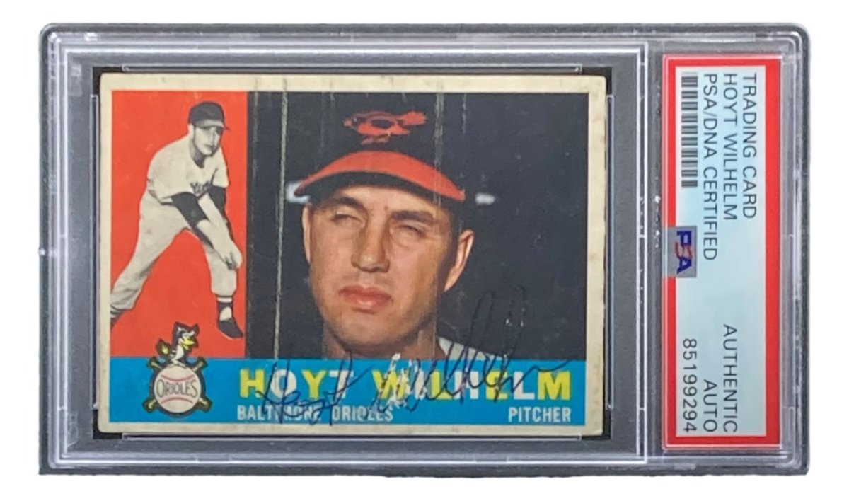 Hoyt Wilhelm Signed 1960 Topps #395 Baltimore Orioles Trading Card PSA/DNA - Sports Integrity