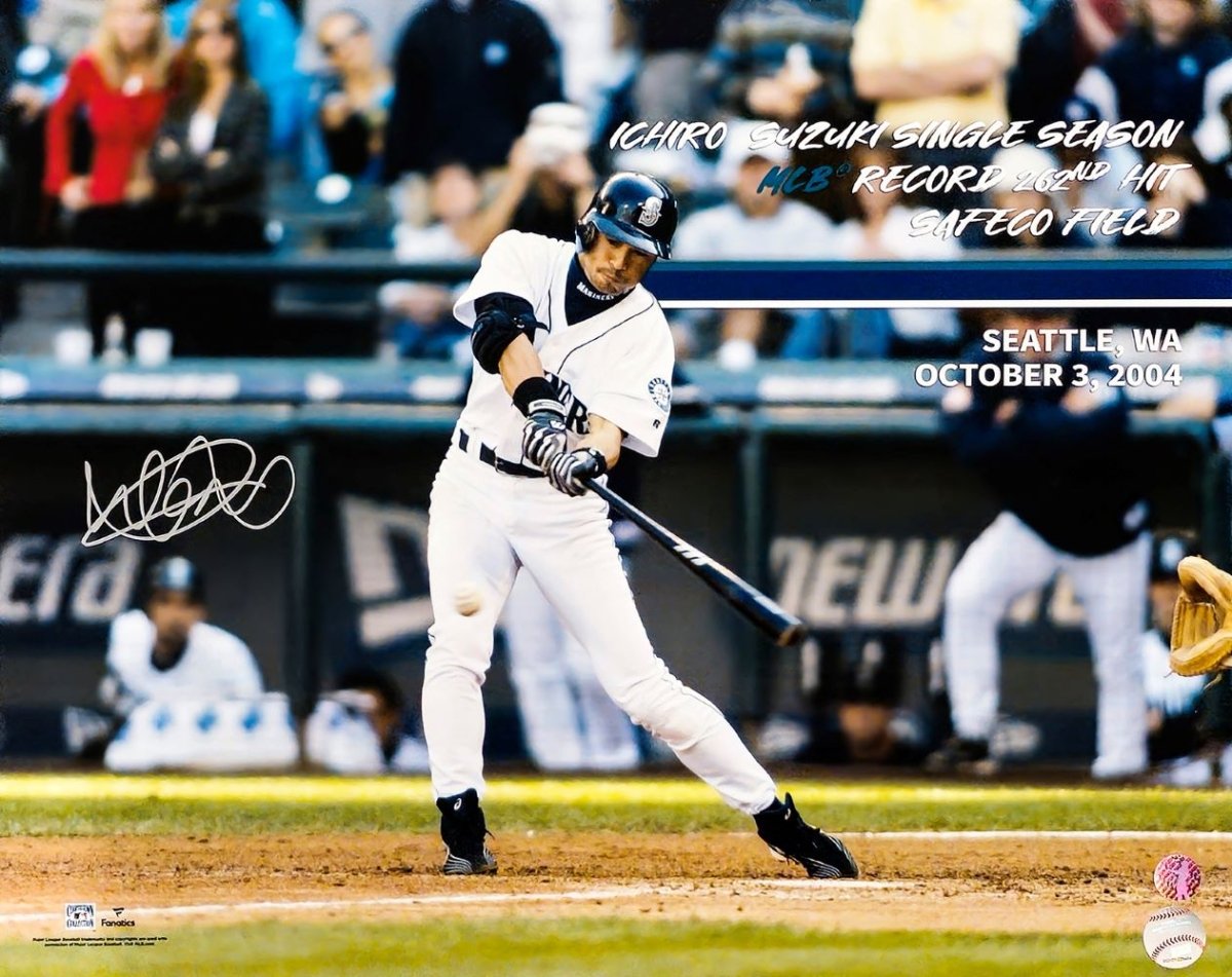 Ichiro Suzuki Signed 16x20 Seattle Mariners MLB Hit Record Photo Suzuki COA - Sports Integrity