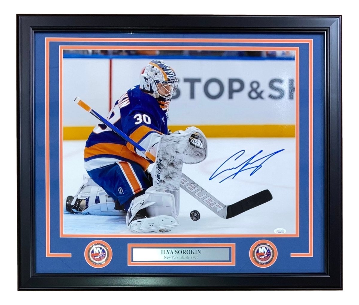 Ilya Sorokin Signed Framed 16x20 New York Islanders Photo JSA ITP - Sports Integrity