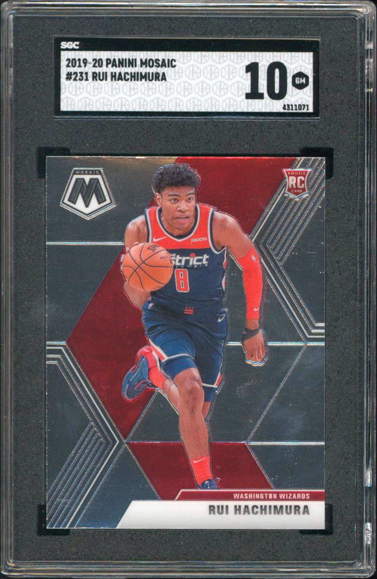 Wizards Rui Hachimura 2019 Panini Mosaic #231 Card Graded Gem Mint 10! SGC