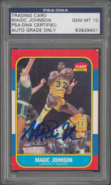 Lakers Magic Johnson Signed 1986 Fleer #53 Card Auto Graded 10! PSA Slabbed 2