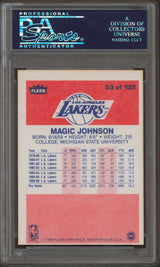 Lakers Magic Johnson Signed 1986 Fleer #53 Card Auto Graded 10! PSA Slabbed 2