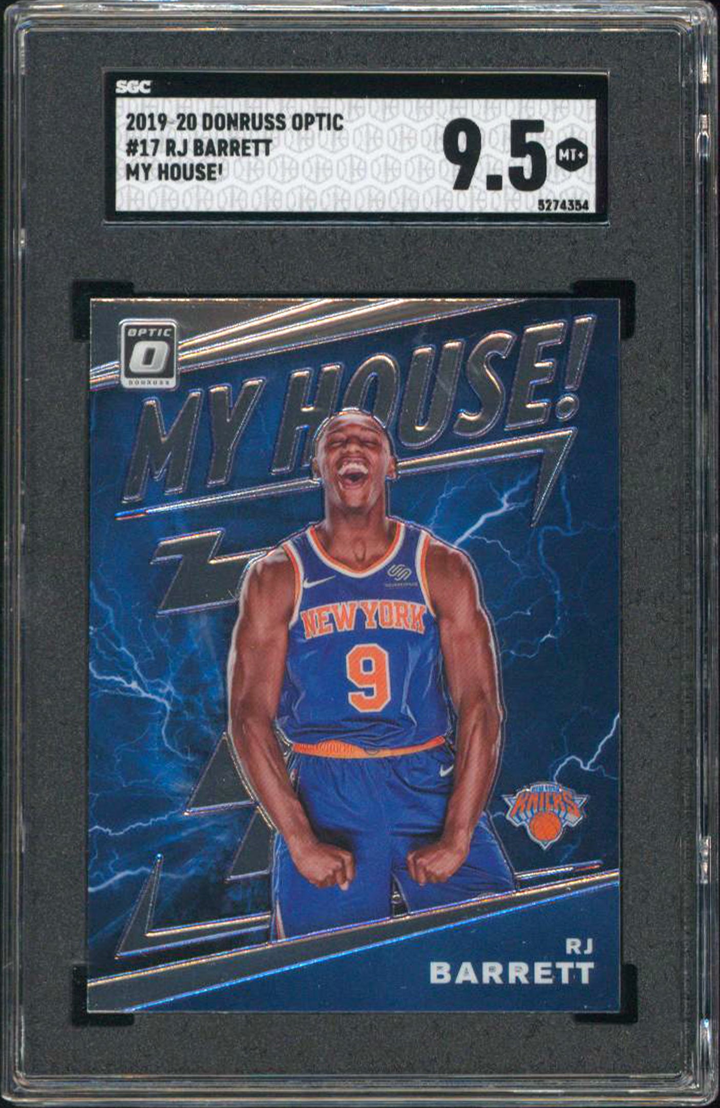 Knicks R.J. Barrett 2019 Donruss Optic #17 My House! Rookie Card Graded 9.5! SGC