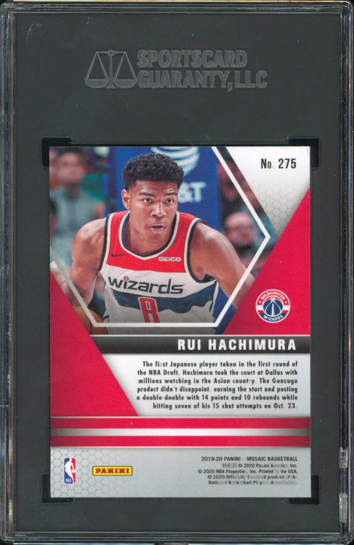 Wizards Rui Hachimura 2019 Panini Mosaic #275 NBA Debut Rookie Card Graded 9 SGC